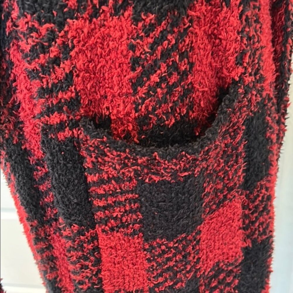 SKIMS Red and Black Plaid Robe Brick Buffalo Check S/M - Picture 6 of 11